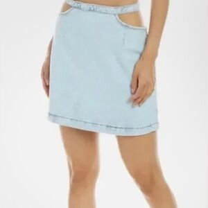 We wore what denim cut out mini skirt Light Denim Skirt Indigo Confort ($69) M